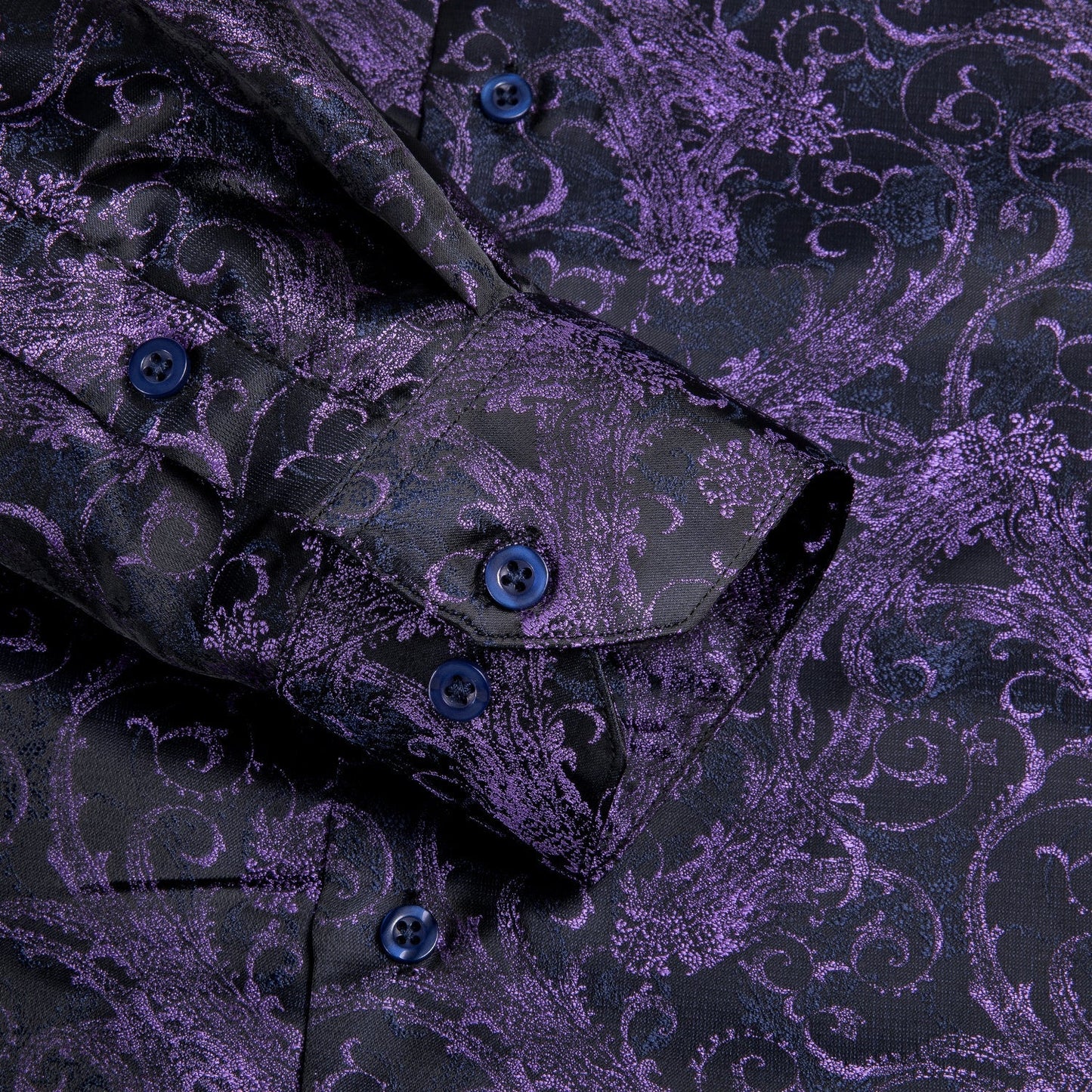 Purple and Black Floral Dress Shirt shirt    - Sophisticated Gentlemen