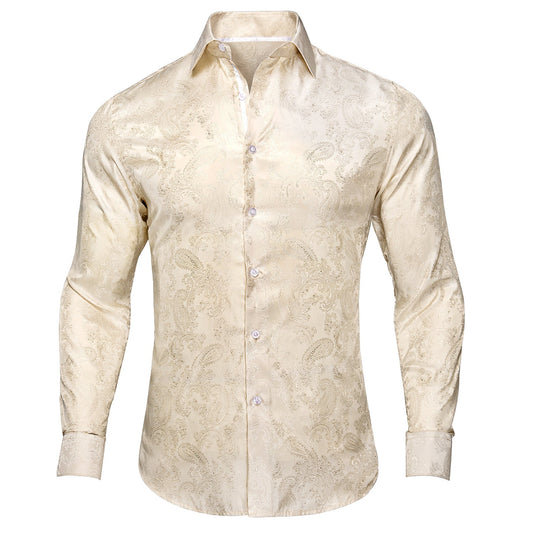 Champagne Paisley Dress Shirt shirt S   - Sophisticated Gentlemen
