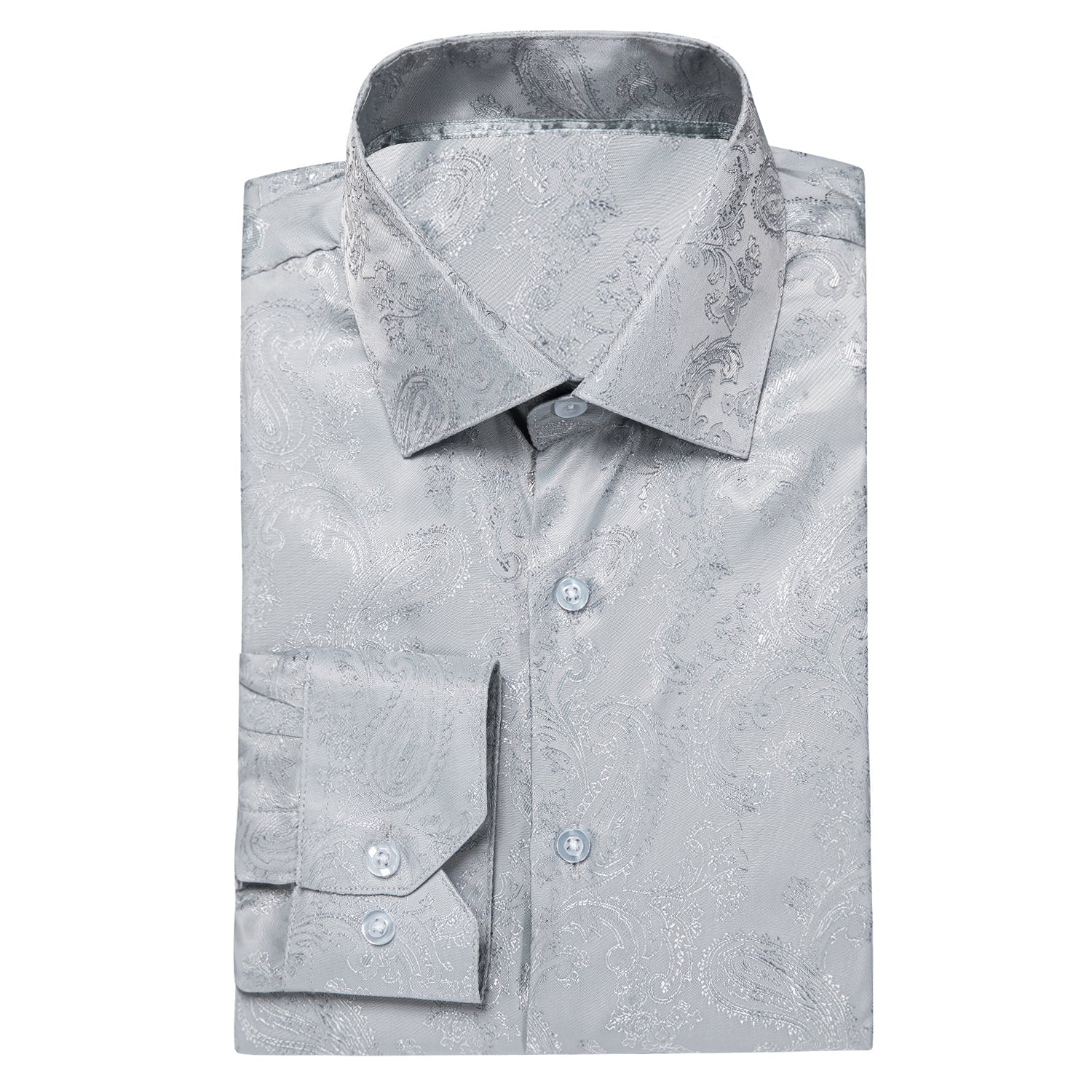 Silver Gray Paisley Dress Shirt shirt    - Sophisticated Gentlemen