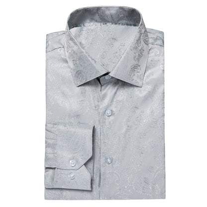 Silver Gray Paisley Dress Shirt shirt    - Sophisticated Gentlemen