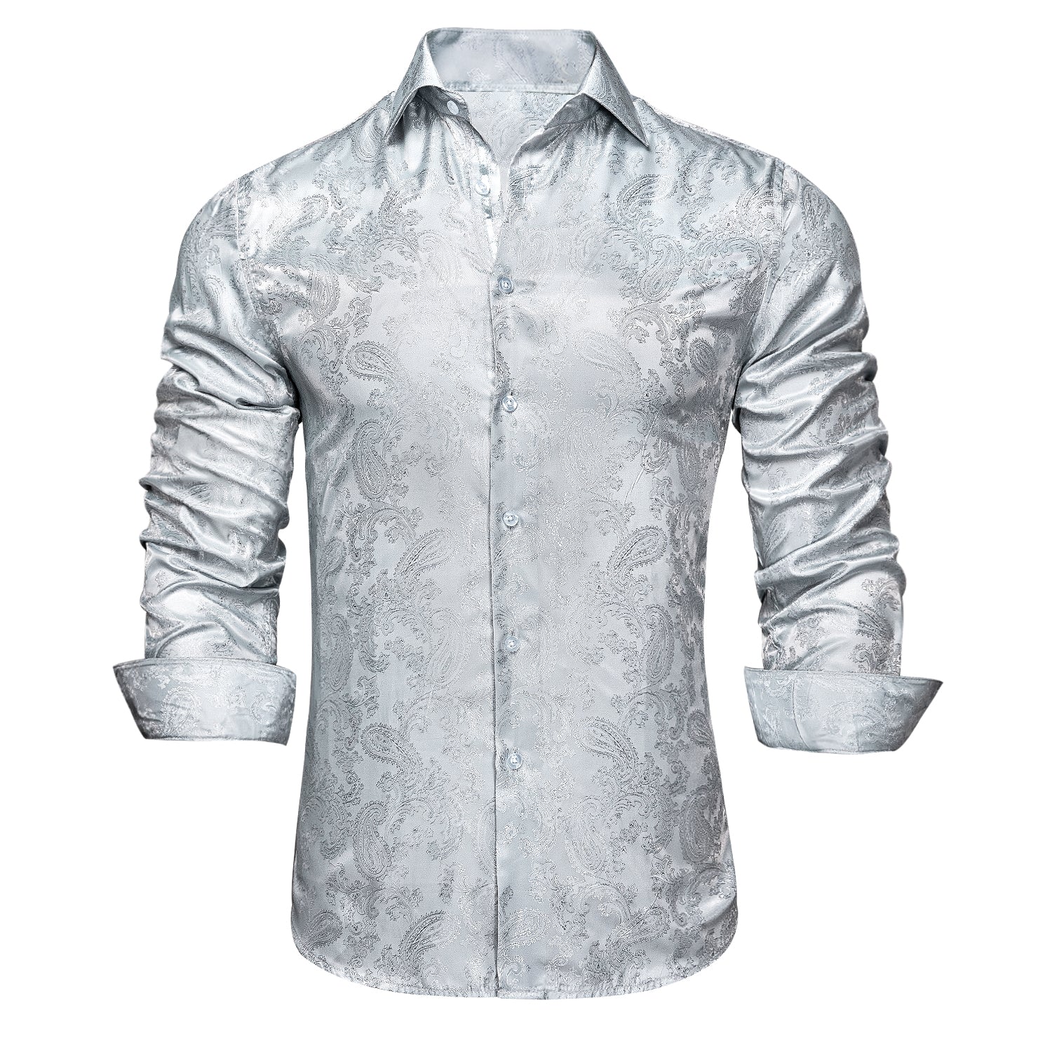 Silver Gray Paisley Dress Shirt shirt    - Sophisticated Gentlemen