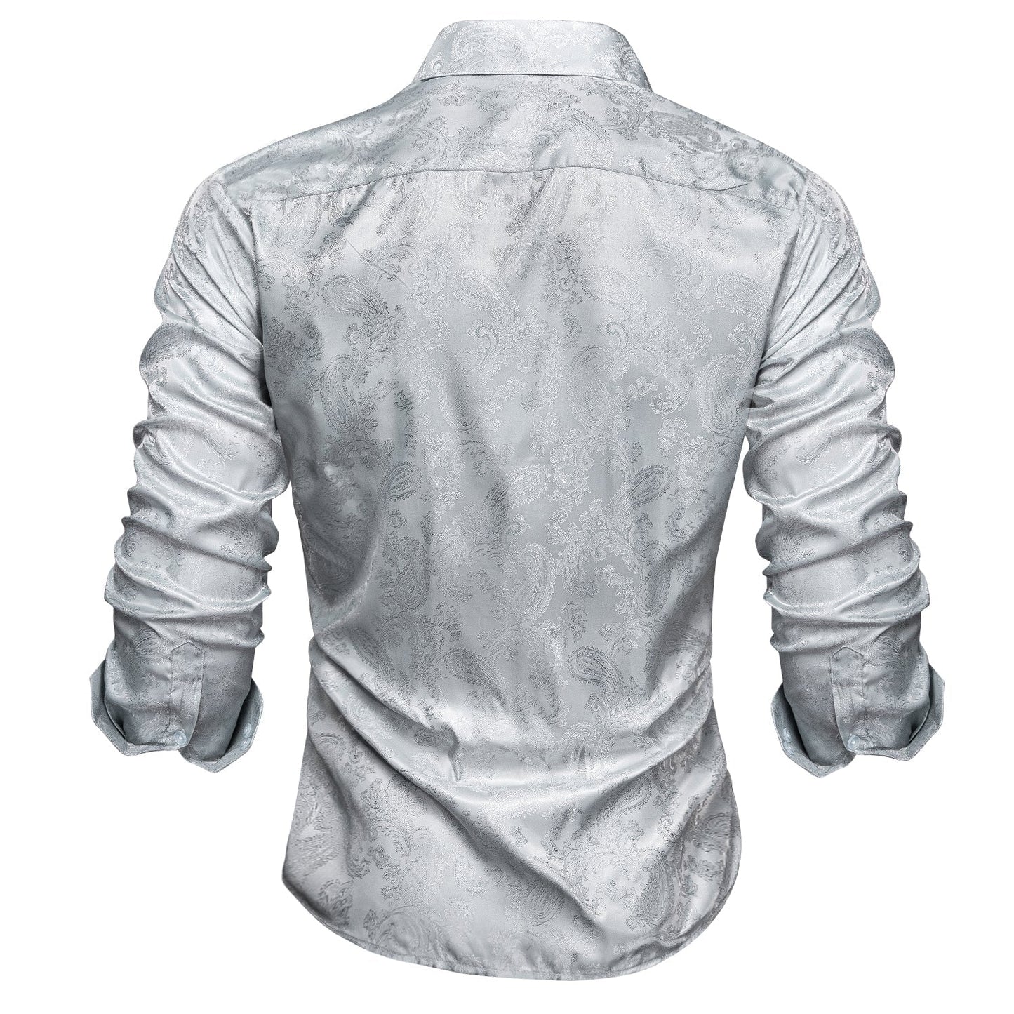 Silver Gray Paisley Dress Shirt shirt    - Sophisticated Gentlemen
