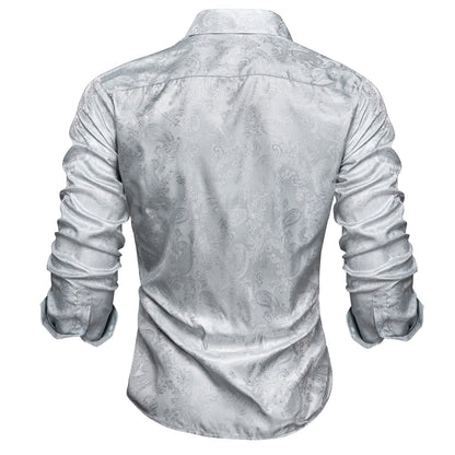 Silver Gray Paisley Dress Shirt shirt    - Sophisticated Gentlemen