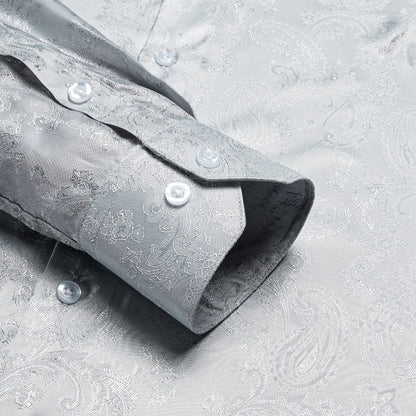 Silver Gray Paisley Dress Shirt shirt    - Sophisticated Gentlemen