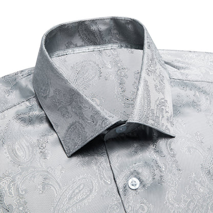 Silver Gray Paisley Dress Shirt shirt    - Sophisticated Gentlemen