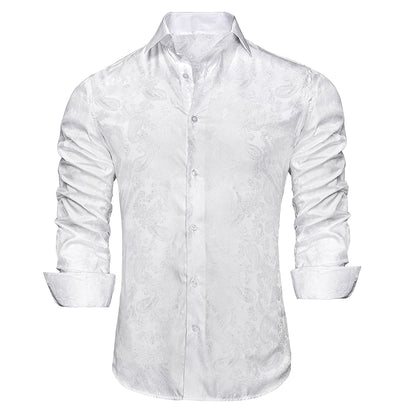 White Paisley Dress Shirt shirt    - Sophisticated Gentlemen