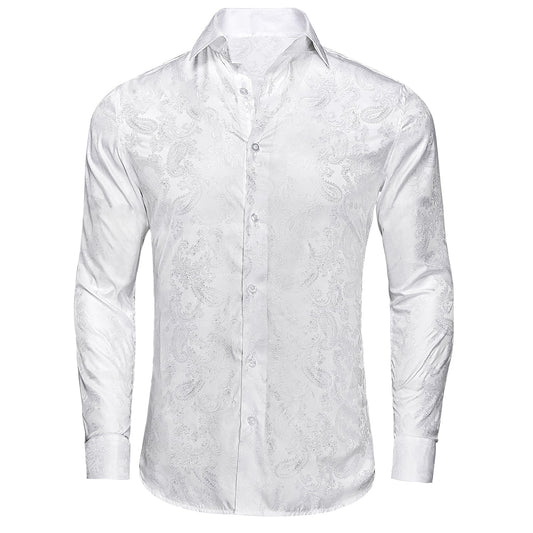 White Paisley Dress Shirt shirt S   - Sophisticated Gentlemen