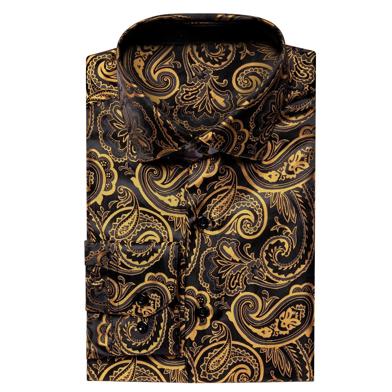 Luxury Gold and Black Silk Dress Shirt shirt    - Sophisticated Gentlemen
