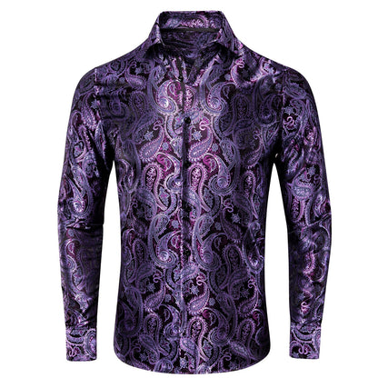 Purple Paisley Luxury Dress Shirt shirt S   - Sophisticated Gentlemen