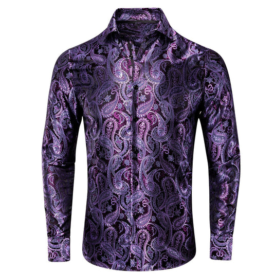 Purple Paisley Luxury Dress Shirt shirt S   - Sophisticated Gentlemen