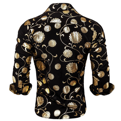 Gold and Black Floral Dress Shirt shirt    - Sophisticated Gentlemen