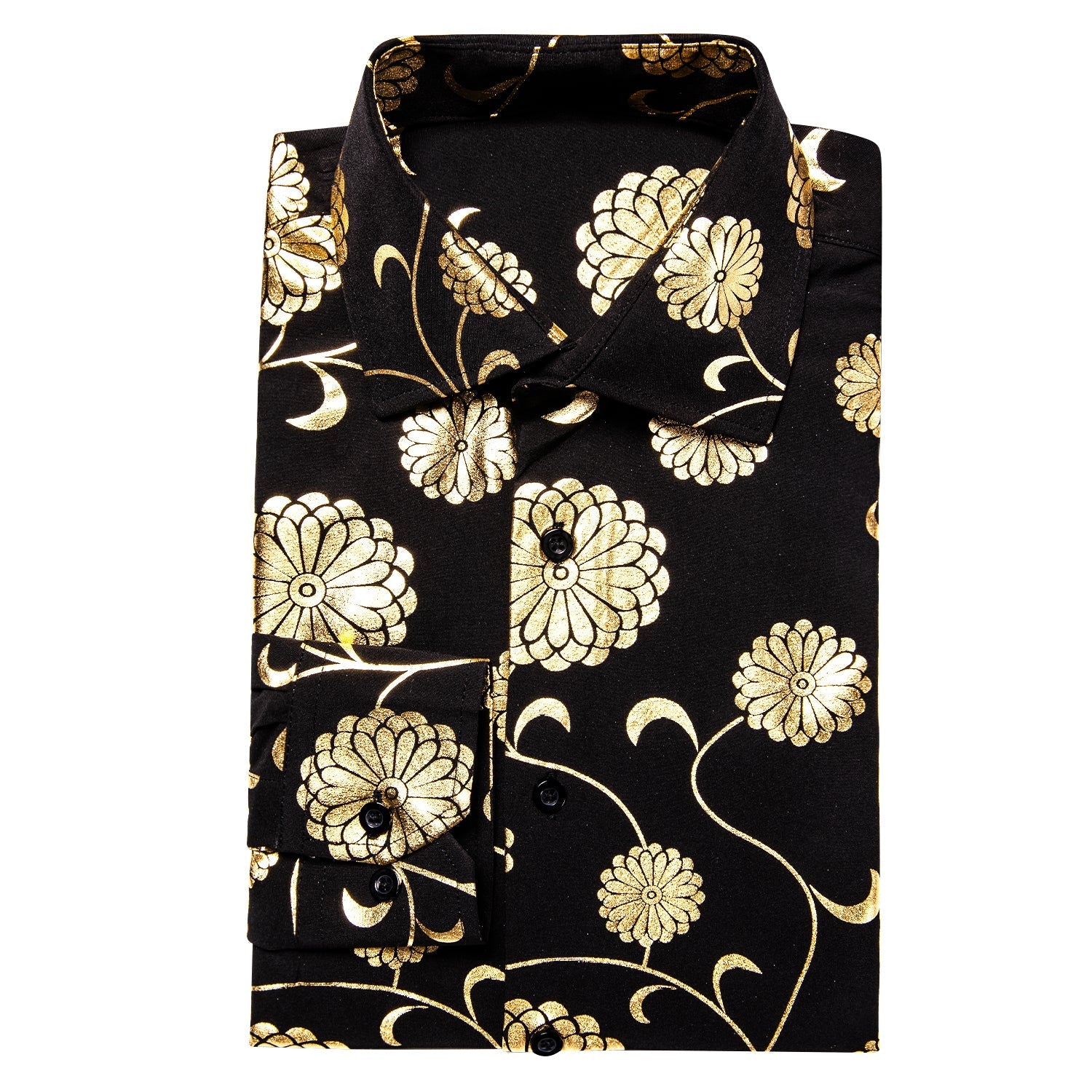 Gold and Black Floral Dress Shirt shirt    - Sophisticated Gentlemen