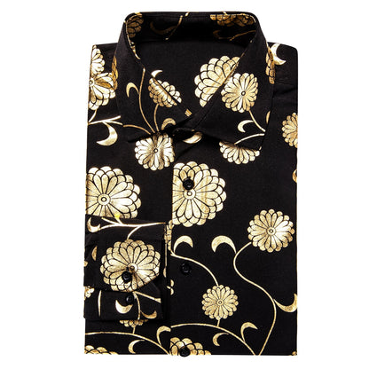 Gold and Black Floral Dress Shirt shirt    - Sophisticated Gentlemen