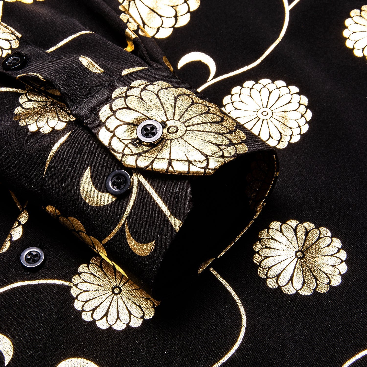 Gold and Black Floral Dress Shirt shirt    - Sophisticated Gentlemen