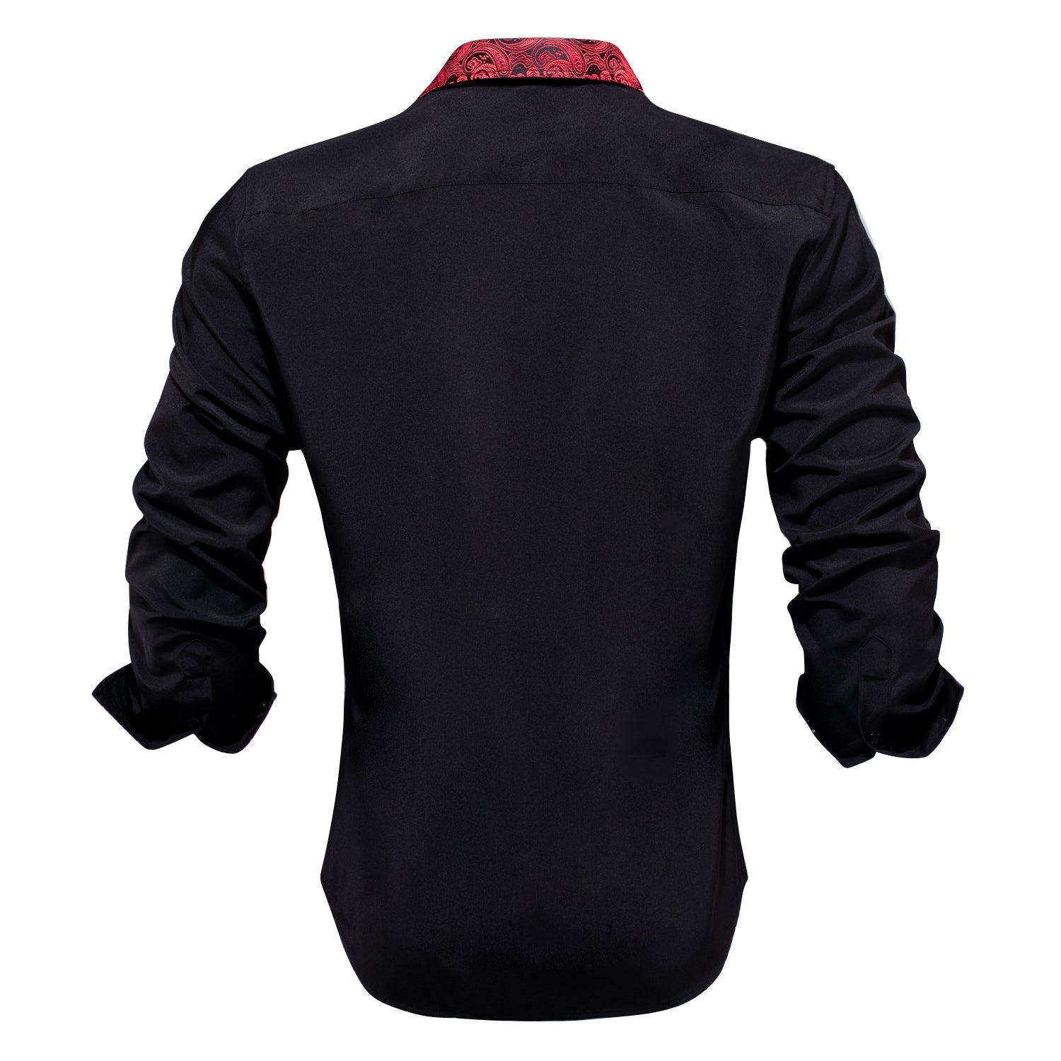 Black Shirt With Red Paisley Accent shirt    - Sophisticated Gentlemen