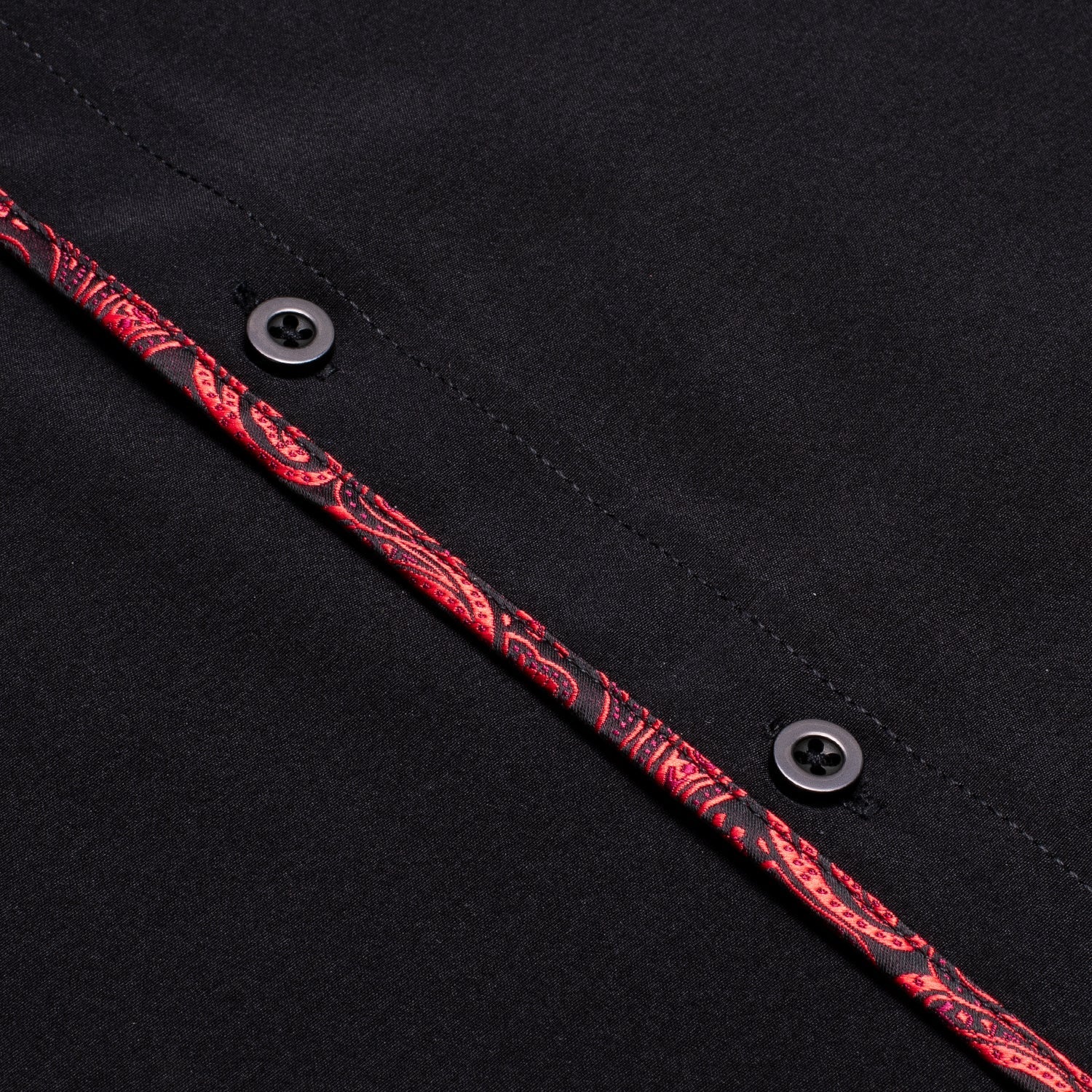 Black Shirt With Red Paisley Accent shirt    - Sophisticated Gentlemen