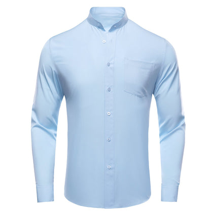 Collarless Light Blue Dress Shirt shirt S   - Sophisticated Gentlemen