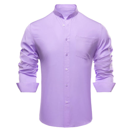 Collarless Lavender Dress Shirt shirt    - Sophisticated Gentlemen