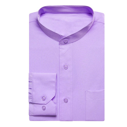 Collarless Lavender Dress Shirt shirt    - Sophisticated Gentlemen