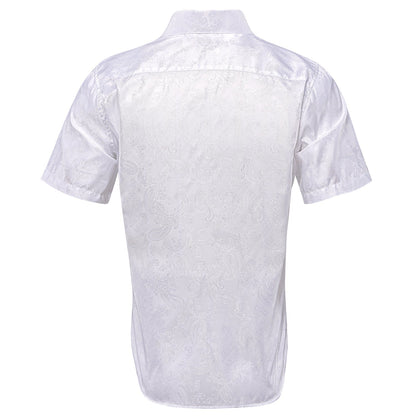 White Paisley Short Sleeve Dress Shirt shirt    - Sophisticated Gentlemen