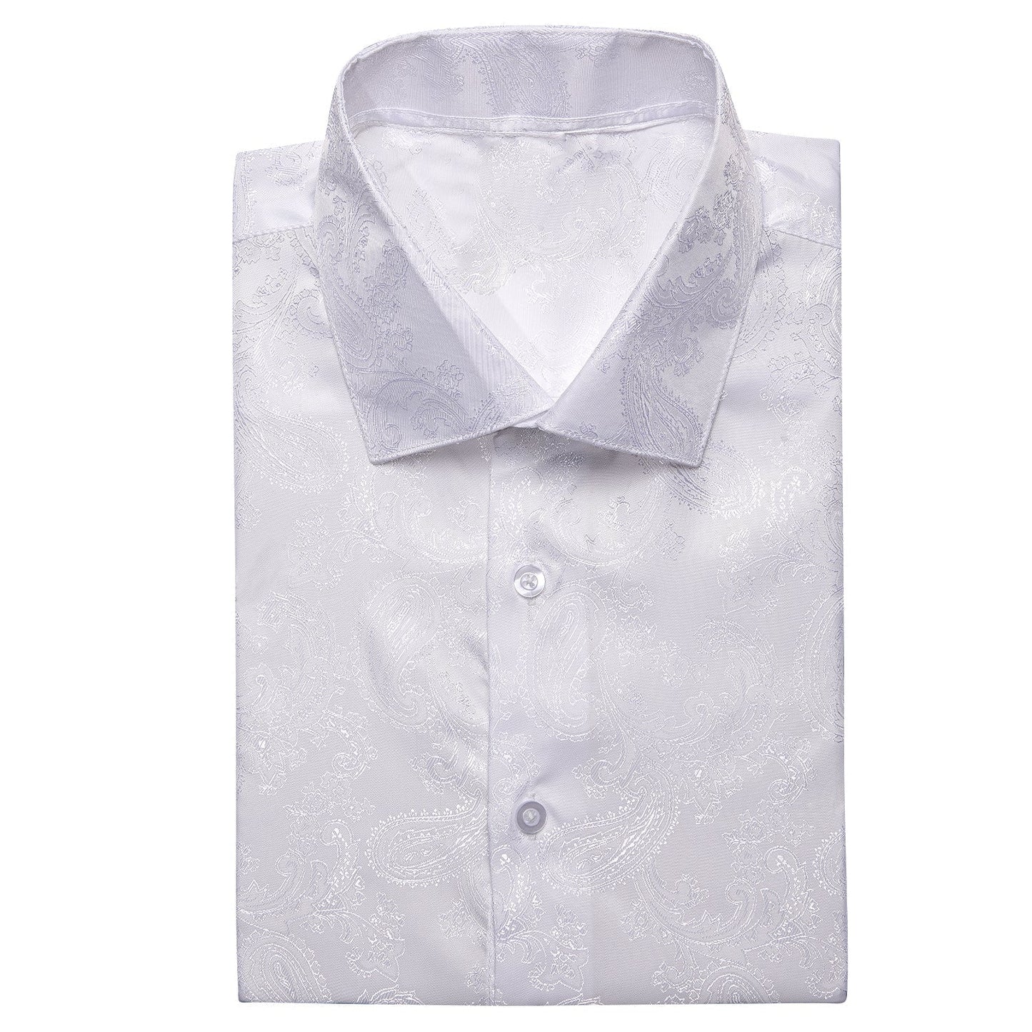 White Paisley Short Sleeve Dress Shirt shirt    - Sophisticated Gentlemen