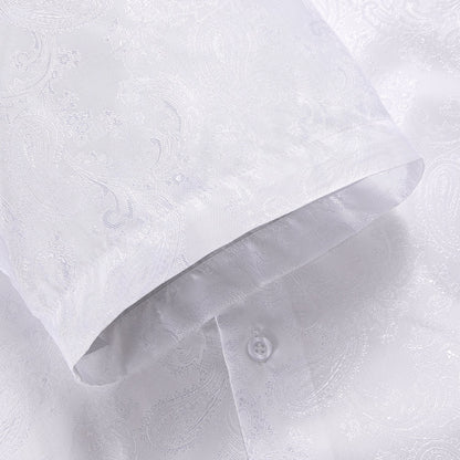 White Paisley Short Sleeve Dress Shirt shirt    - Sophisticated Gentlemen