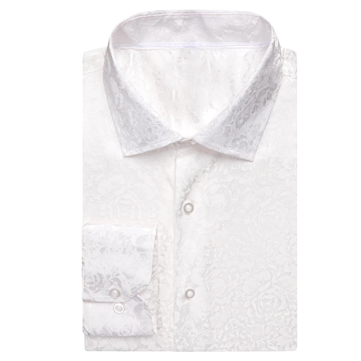 White Floral Silk Dress Shirt shirt    - Sophisticated Gentlemen