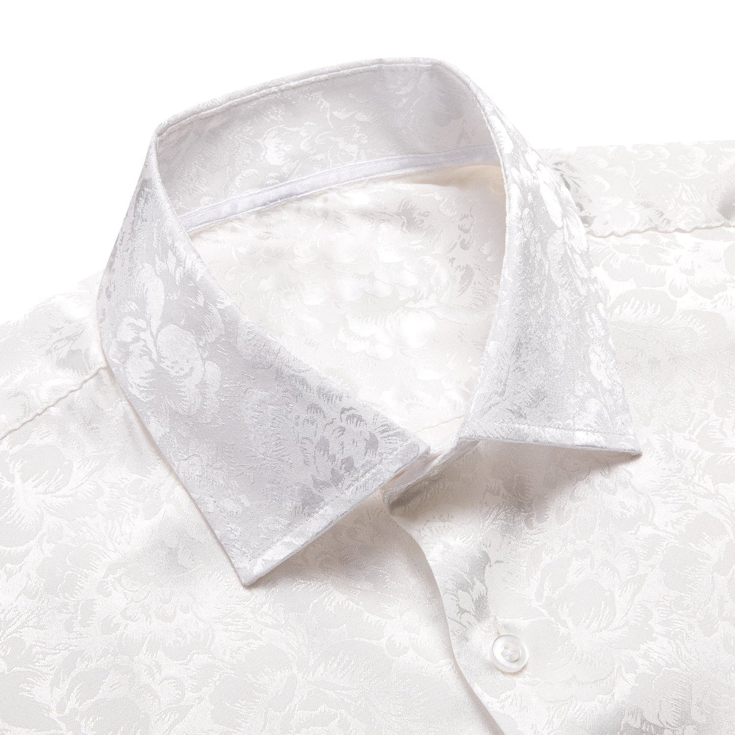 White Floral Silk Dress Shirt shirt    - Sophisticated Gentlemen