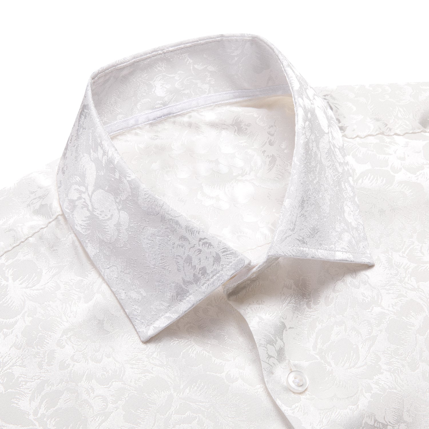 White Floral Silk Dress Shirt shirt    - Sophisticated Gentlemen