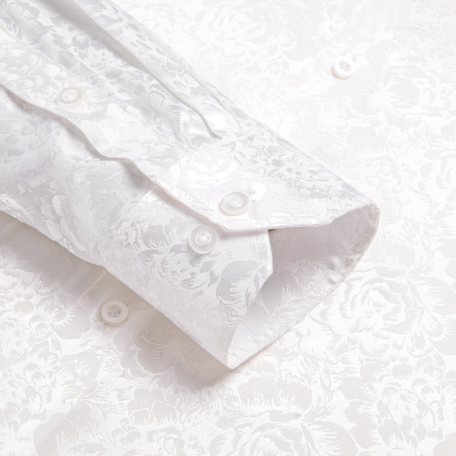 White Floral Silk Dress Shirt shirt    - Sophisticated Gentlemen