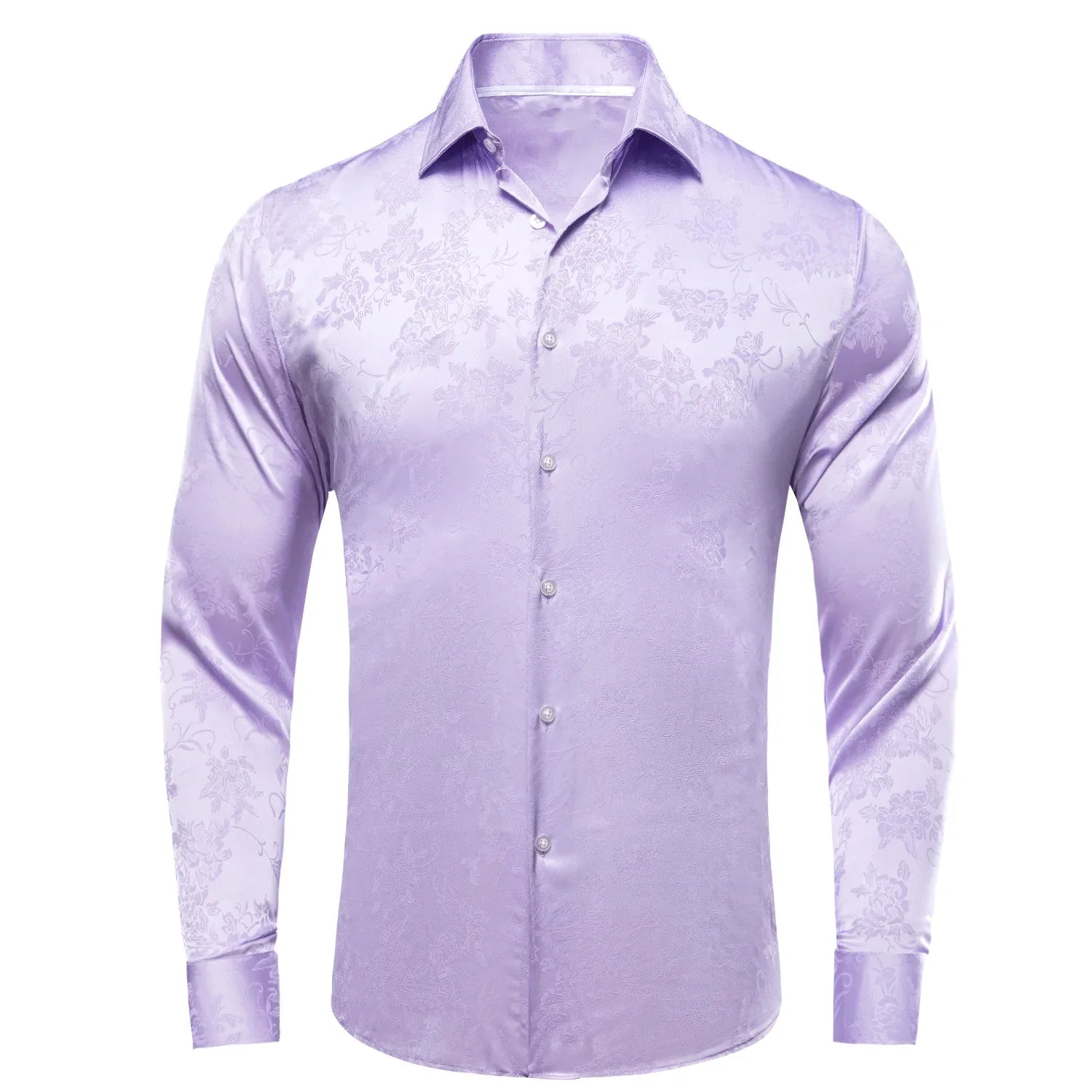 Lavender Floral Silk Dress Shirt shirt S   - Sophisticated Gentlemen