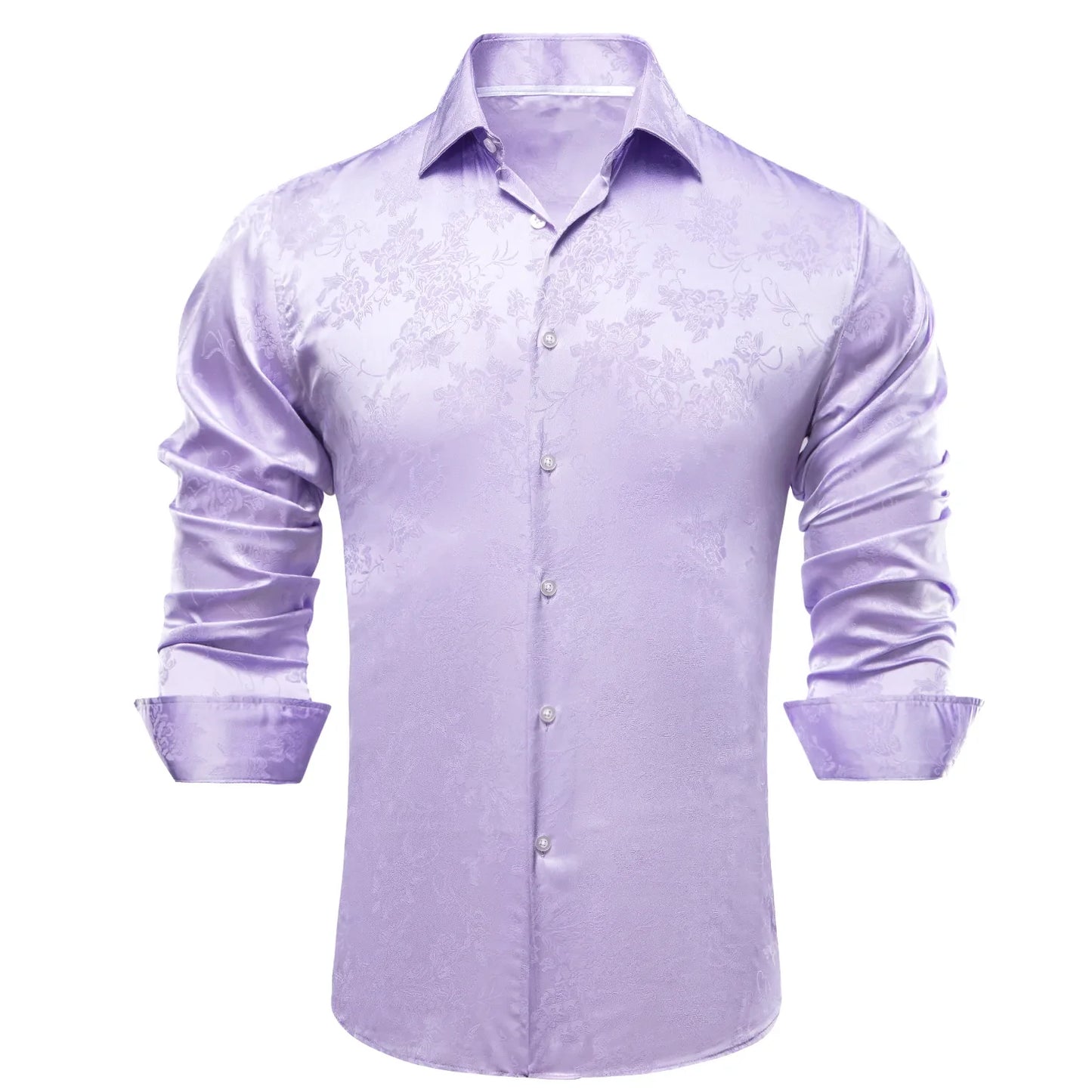 Lavender Floral Silk Dress Shirt shirt    - Sophisticated Gentlemen