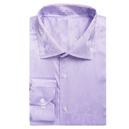 Lavender Floral Silk Dress Shirt shirt    - Sophisticated Gentlemen