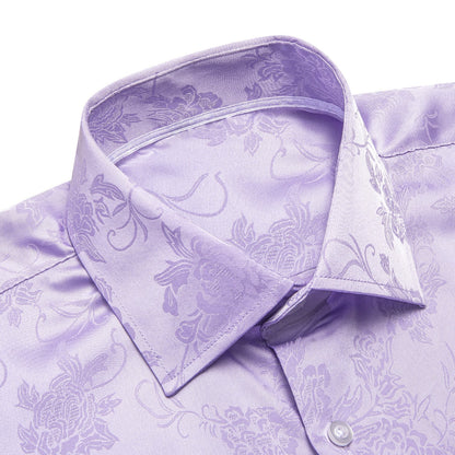 Lavender Floral Silk Dress Shirt shirt    - Sophisticated Gentlemen