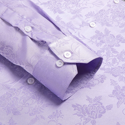 Lavender Floral Silk Dress Shirt shirt    - Sophisticated Gentlemen