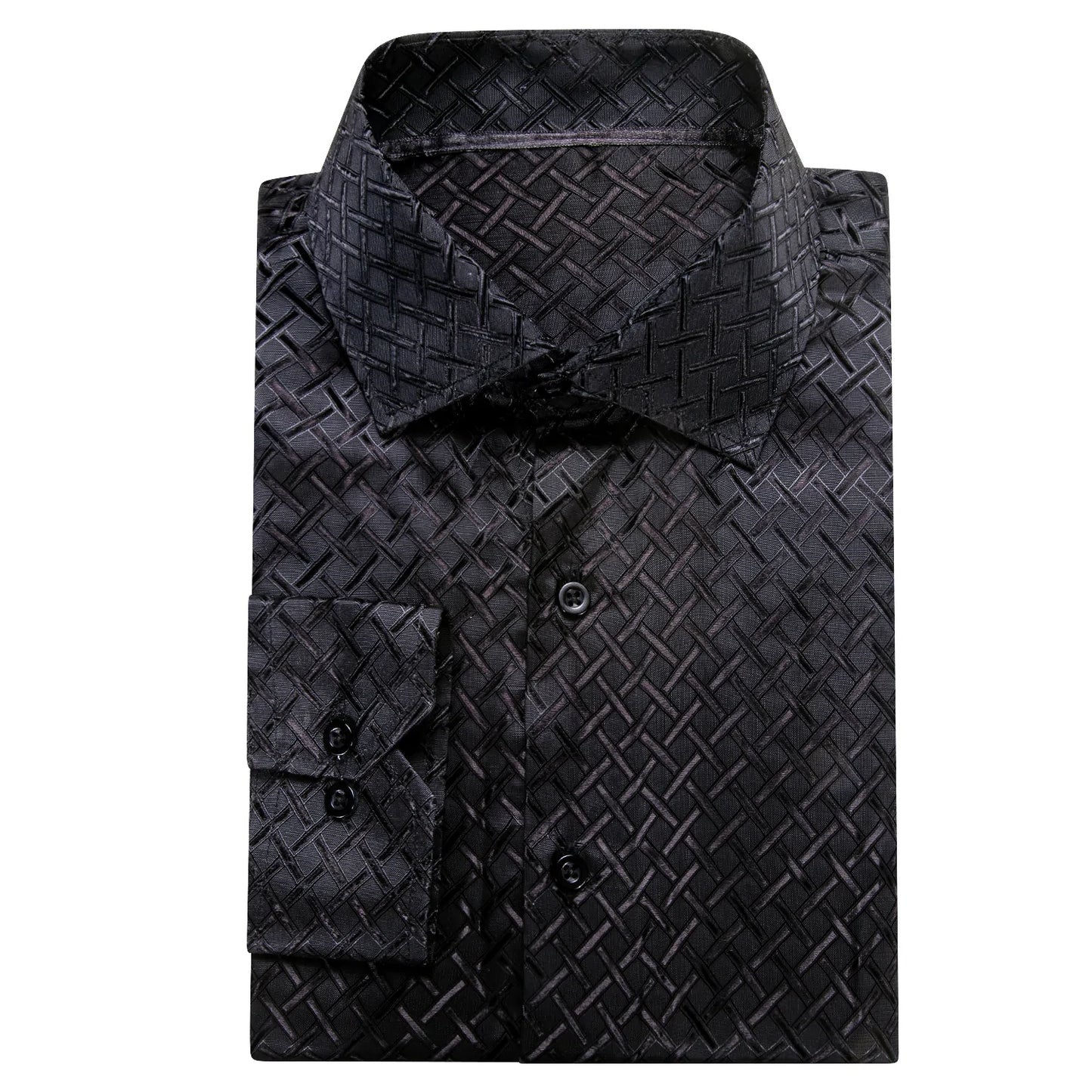 Black Plaid Silk Dress Shirt shirt    - Sophisticated Gentlemen