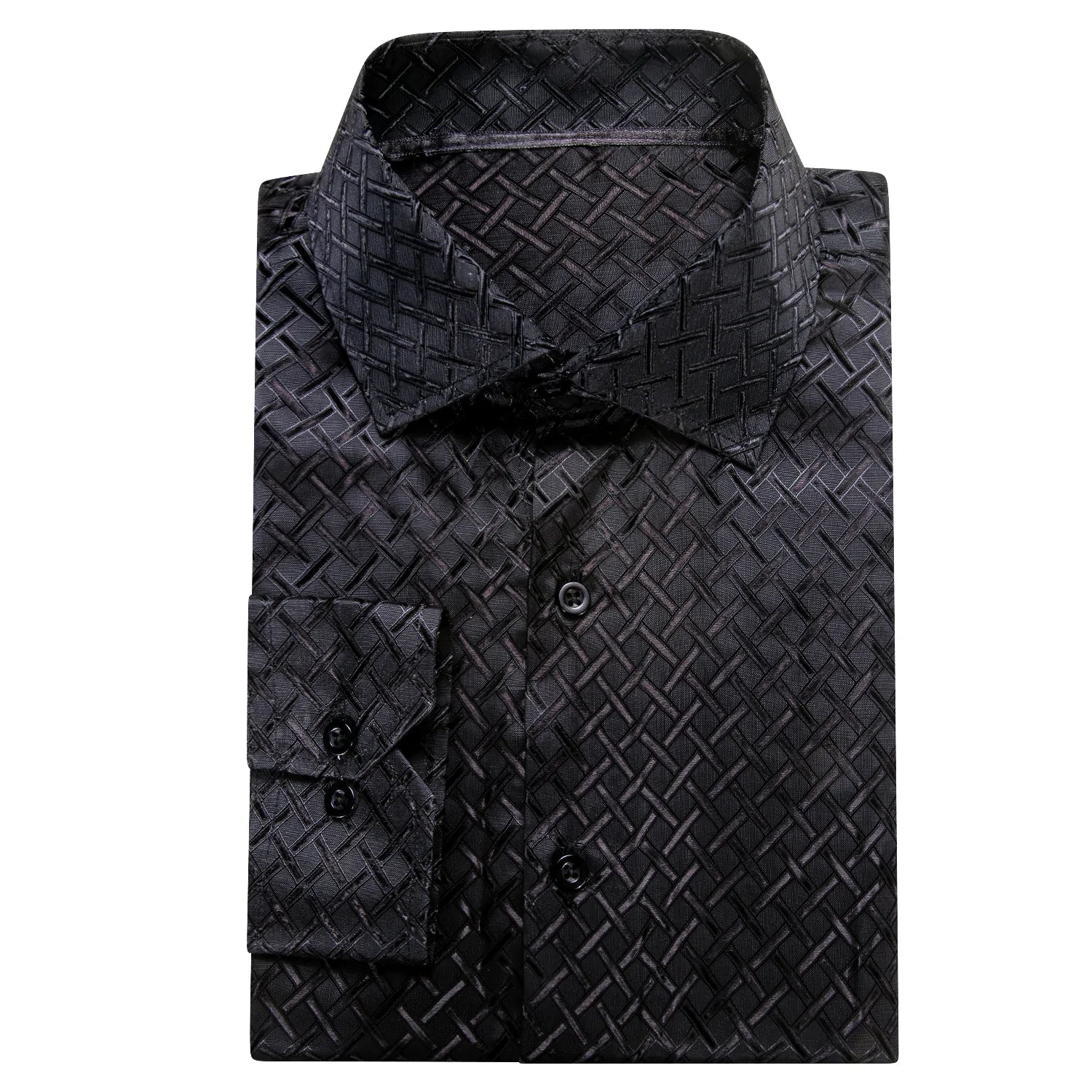 Black Plaid Silk Dress Shirt shirt    - Sophisticated Gentlemen