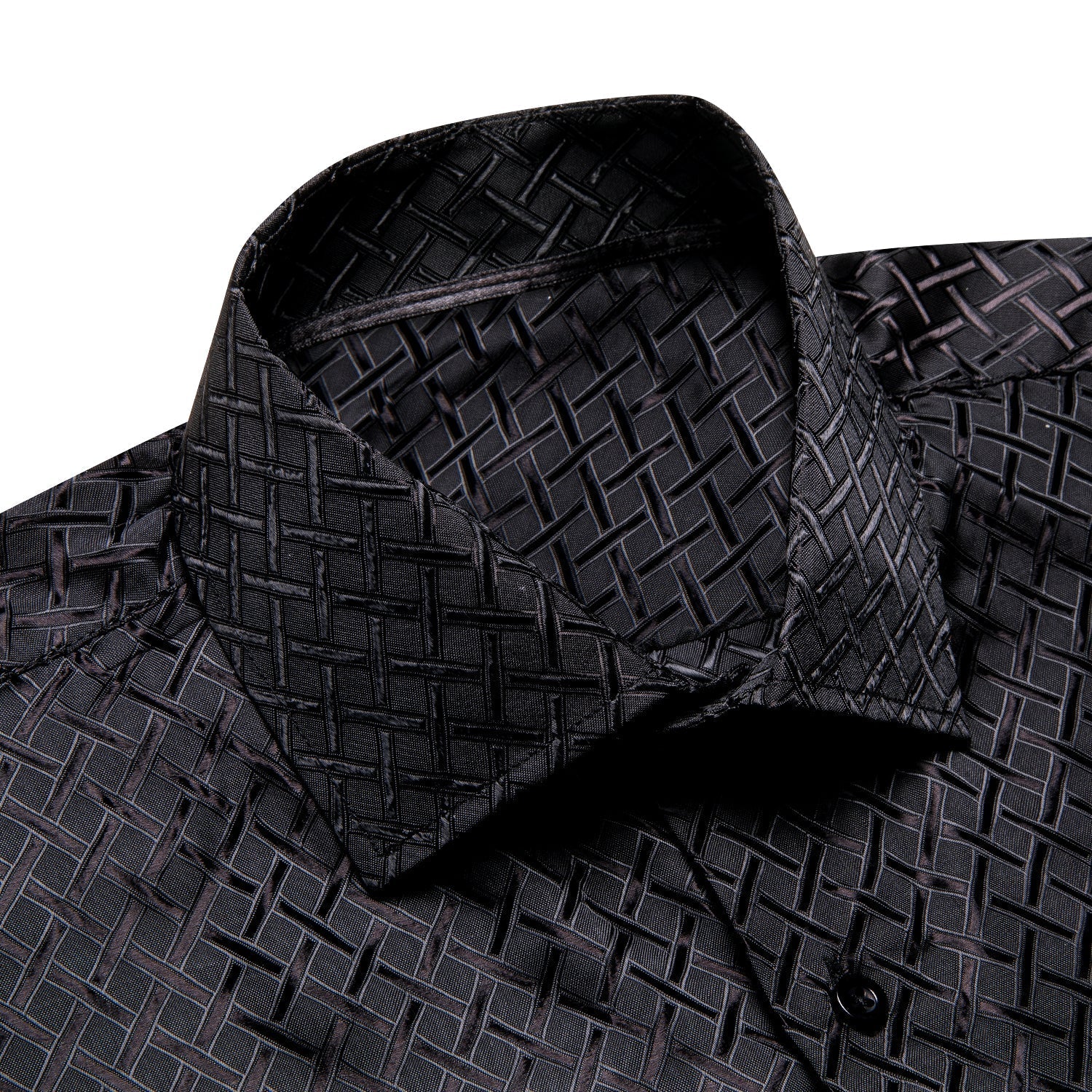 Black Plaid Silk Dress Shirt shirt    - Sophisticated Gentlemen