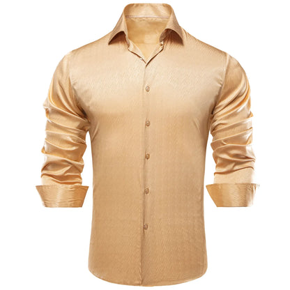 Beige Floral Silk Dress Shirt shirt    - Sophisticated Gentlemen