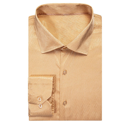 Beige Floral Silk Dress Shirt shirt    - Sophisticated Gentlemen