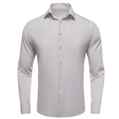Solid Gray Silk Dress Shirt shirt S   - Sophisticated Gentlemen