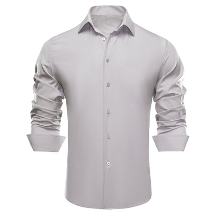 Solid Gray Silk Dress Shirt shirt    - Sophisticated Gentlemen