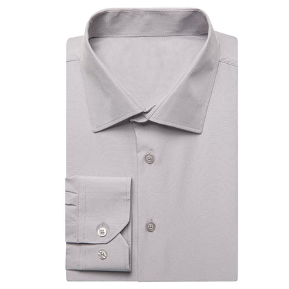 Solid Gray Silk Dress Shirt shirt    - Sophisticated Gentlemen