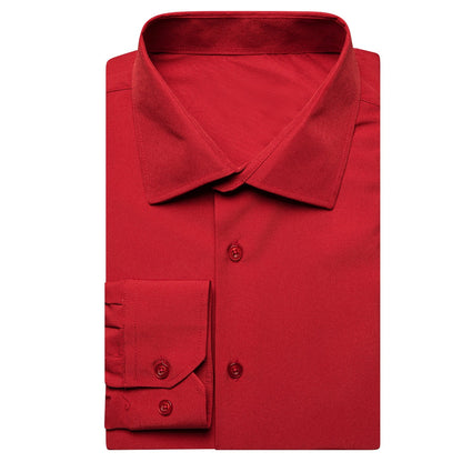 Solid Red Silk Dress Shirt shirt    - Sophisticated Gentlemen
