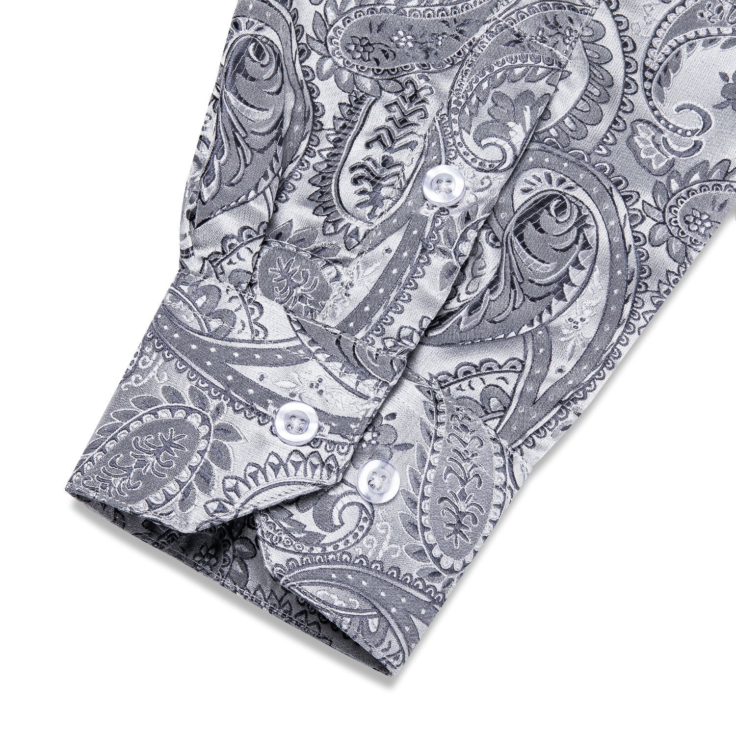 Silver Paisley Dress Shirt shirt    - Sophisticated Gentlemen