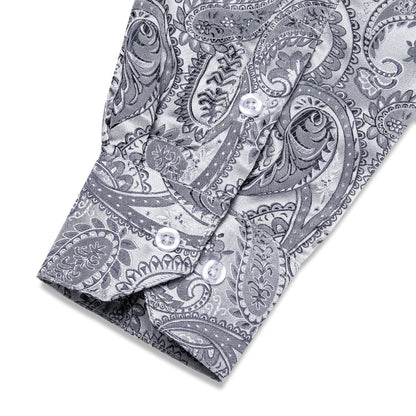 Silver Paisley Dress Shirt shirt    - Sophisticated Gentlemen