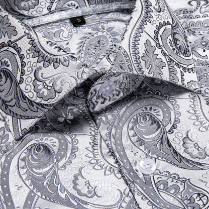 Silver Paisley Dress Shirt shirt    - Sophisticated Gentlemen