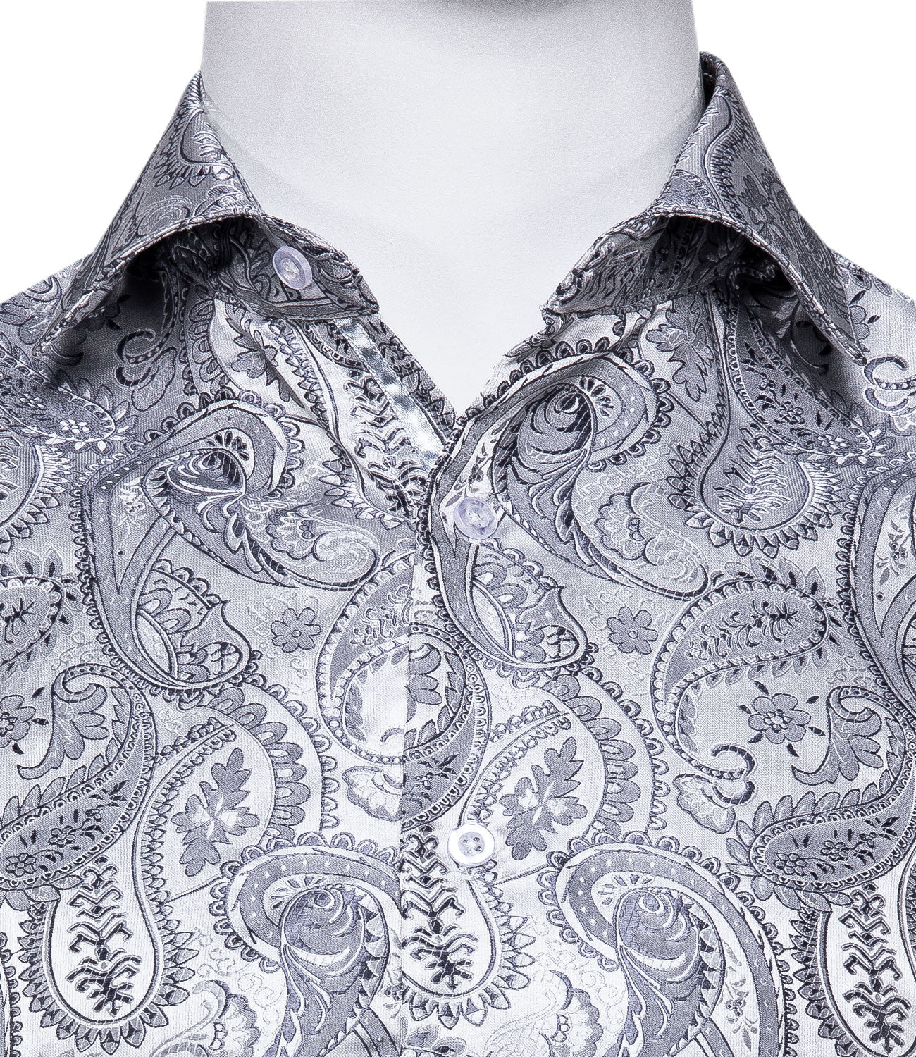Silver Paisley Dress Shirt shirt    - Sophisticated Gentlemen