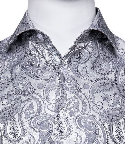 Silver Paisley Dress Shirt shirt    - Sophisticated Gentlemen