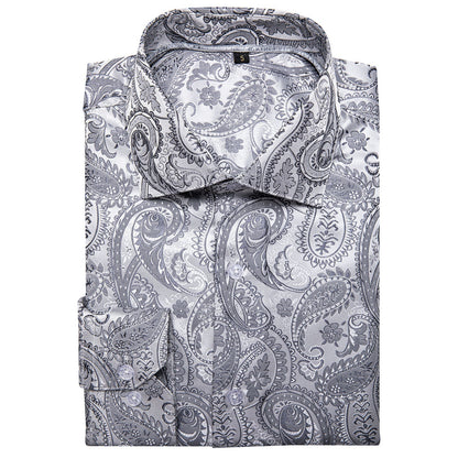 Silver Paisley Dress Shirt shirt    - Sophisticated Gentlemen